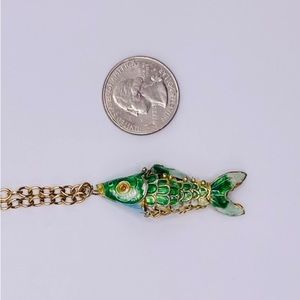 Brand New Vintage Chinese Cloisonné Articulated Koi Fish Pendant Necklace.